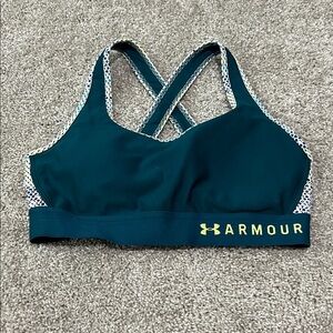 Under Armour Dark Teal Sports Bra with Gold Accents